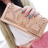 2016 new elegant fashion women wallets geometry cutout gold bordered design women's long wallet clutch women purse free shipping