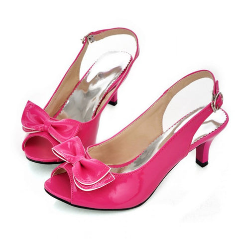 Women Sandals womens sexy peep toe low heel sandals bow slingbacks women summer sandals shoes big size 13 14 15 34-46 A-09