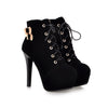 2016 new women boots sexy high heels platform ankle boots for women botas femininas thin heel lace up night high heel boots