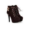 2016 new women boots sexy high heels platform ankle boots for women botas femininas thin heel lace up night high heel boots