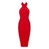 2016 new summer fashion cross halter neck evening party dresses women sexy mesh red blue white beige black bodycon bandage dress