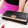 2016 new elegant fashion women wallets geometry cutout gold bordered design women's long wallet clutch women purse free shipping