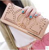 2016 new elegant fashion women wallets geometry cutout gold bordered design women's long wallet clutch women purse free shipping