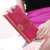 2016 new elegant fashion women wallets geometry cutout gold bordered design women's long wallet clutch women purse free shipping