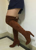 Women Stretch Faux Suede Slim Thigh High Boots Sexy Fashion Over the Knee Boots High Heels Woman Shoes Black Gray Winered