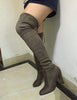Women Stretch Faux Suede Slim Thigh High Boots Sexy Fashion Over the Knee Boots High Heels Woman Shoes Black Gray Winered