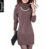 TANGNEST Women Knitted Dress Autumn Winter Turtleneck  & O-Neck Above Knee Office Plus Szie Ladies' Dresses Vestidos WZQ039