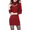 TANGNEST Women Knitted Dress Autumn Winter Turtleneck  & O-Neck Above Knee Office Plus Szie Ladies' Dresses Vestidos WZQ039