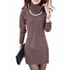 TANGNEST Women Knitted Dress Autumn Winter Turtleneck  & O-Neck Above Knee Office Plus Szie Ladies' Dresses Vestidos WZQ039