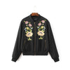 Women sweet floral embroidery bomber jacket long sleeve zipper pockets flight jacket ladies fashion streetwear tops CT1316