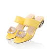Women Sandals  Ladies Summer Slippers Shoes Women Low Heels Sandals Large Size 9 10 Fashion Orange Rhinestone Shoes Yellow
