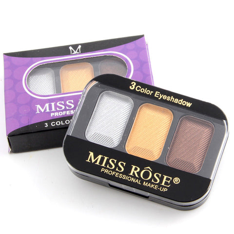 1 Pcs MISS ROSE 3 Color Eye Shadow Pearly Eyeshadow Naked Palette Maquillaje Brand Makeup Cosmetics Shimmer Louminous EyeShadow