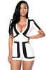 2016 New Fashion Sexy Club Rompers Women Jumpsuit Classic Colorblock Solid Back Romper LC64063 sexy jumpsuit