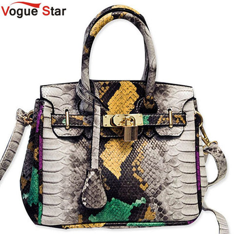 Vogue Star 2016 New Summer Women Snake PU Leather Handbags Female Crossbody Bag Shoulder Messenger Bag for Ladies Totes LA45