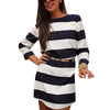 Summer Style Women 2016 Summer Shirt Dress Sexy Stripe Loose Long Sleeve O Neck Mini Party Dresses Sundress Vestidos u2