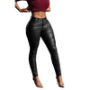 2016 Sexy Skinny Lether Jeans High Waisted Full Length Black Trousers Pockets Pants Casual Plus Size For Women Ladies Feminina