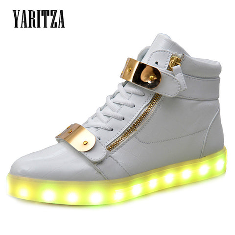 [YARITZA] 2016 Hot Sale Men Women Casual Shoes Fashion Light Up Shoes For Adults LED Shoes Casual Sneaker Black White Size36-46