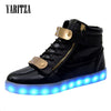 [YARITZA] 2016 Hot Sale Men Women Casual Shoes Fashion Light Up Shoes For Adults LED Shoes Casual Sneaker Black White Size36-46