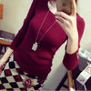 2017 New Brand Clothing Autumn Winter Women Knitted Sweater Sexy Slim Long Sleeved O-Neck Pullover Casual Sweaters Onesize FB100