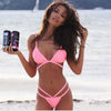 2016 Brand New Summer Fashion Women Sexy Beach Clothing Pink White Strappy Swimsuit Swimwear Cross Bandage Bathing Suit