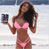 2016 Brand New Summer Fashion Women Sexy Beach Clothing Pink White Strappy Swimsuit Swimwear Cross Bandage Bathing Suit