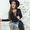 2016 Women's Casual long-sleeved leotard strap Autumn Women clothing brand  V-Neck Sexy Rompers Slim Short  large size