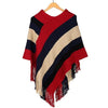 2016 New Fashion Women Knitted Poncho Stripe Street Snap Knitted Tassel Cardigan Poncho Shawl Women Brand Clothes CF010