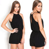 2016 New Playsuits Womens Clothing Overalls Sexy Famous Brand Casual Black Sleeveless Halter Keyhole Back Jumpsuit Romper S-XL